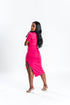 Fuchsia Ruched Midi Dress